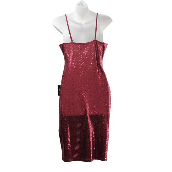 Express Stretch Sequin Burgundy Red Bodycon Tank Mini Dress Size M NWT - Picture 3 of 4